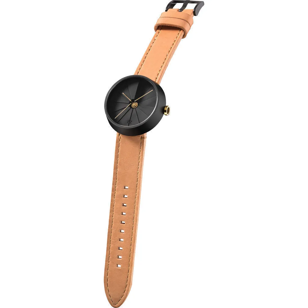 22 Design Studio 4th Dimension Midnight Watch | Black/Tan Leather