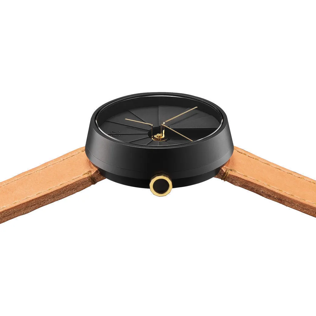 22 Design Studio 4th Dimension Midnight Watch | Black/Tan Leather