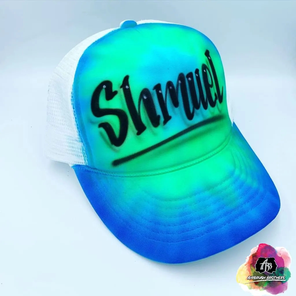 Airbrush Blue Tie Dye Hat Design