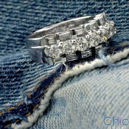 Anniversary 3.25 TCW Round Baguettes Cubic Zirconia Cz Ring