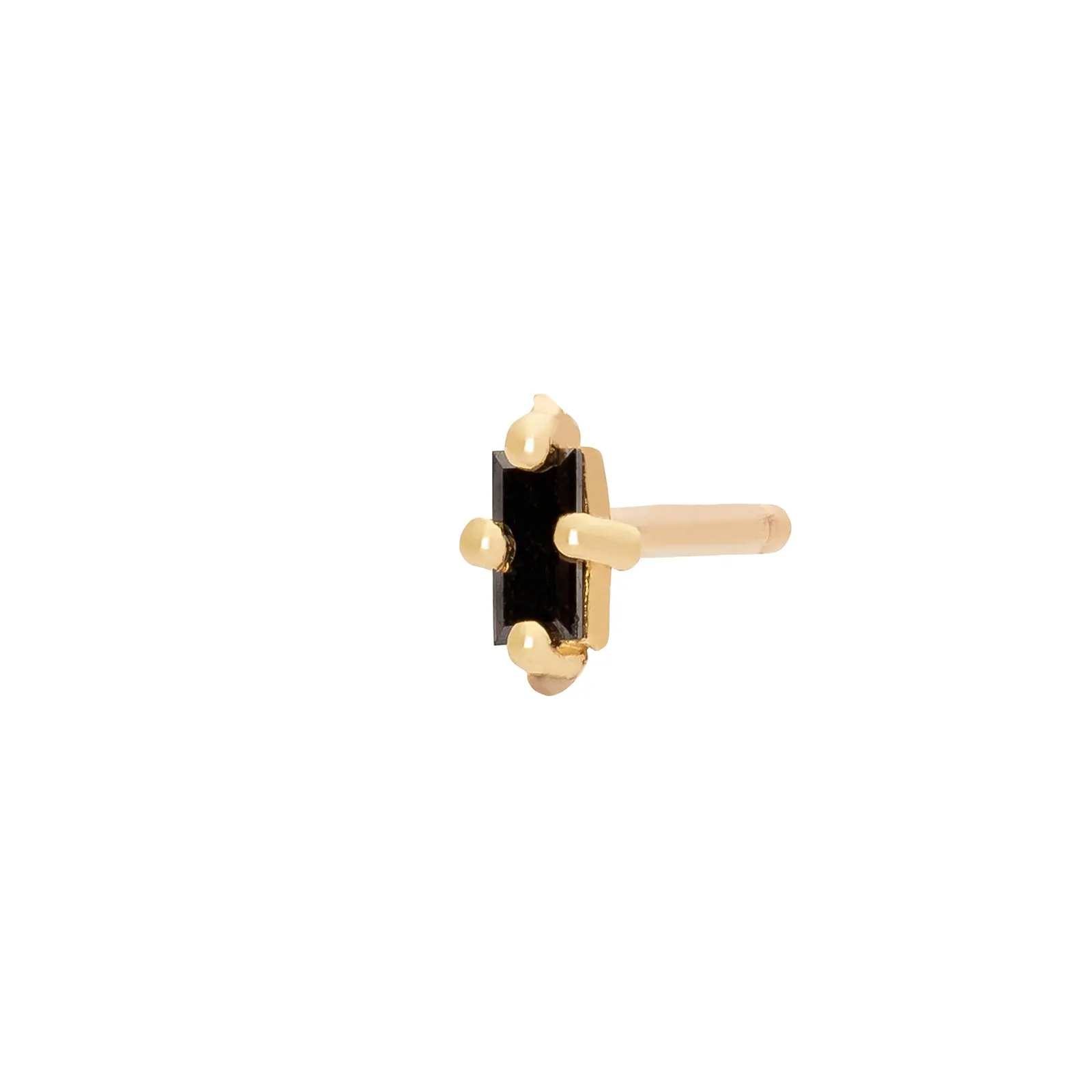 Baguette Stud - Black Diamond & Yellow Gold
