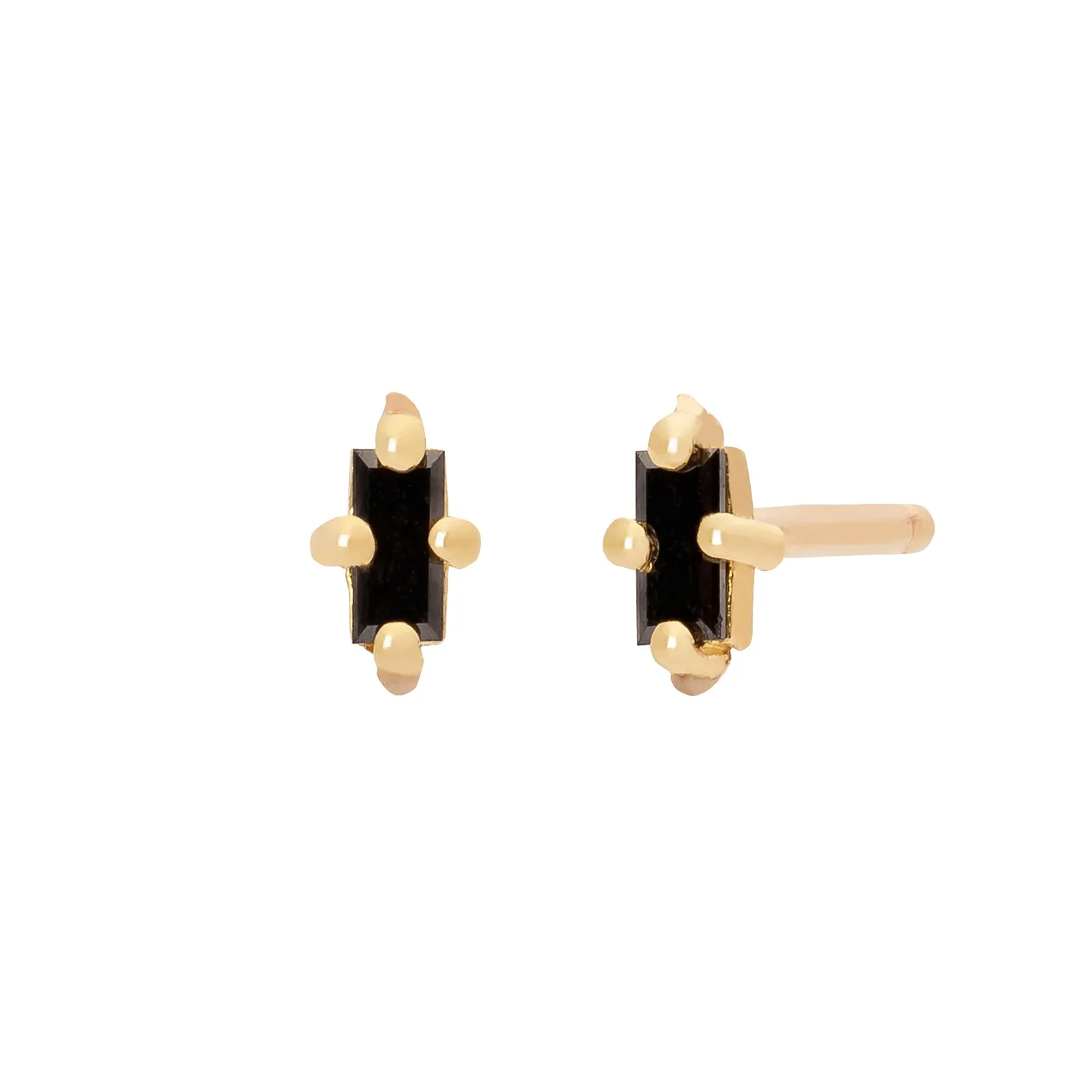 Baguette Stud - Black Diamond & Yellow Gold