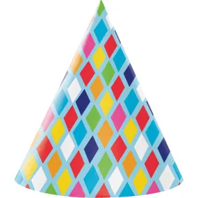 Bright Birthday Party Hats (8/Pkg)