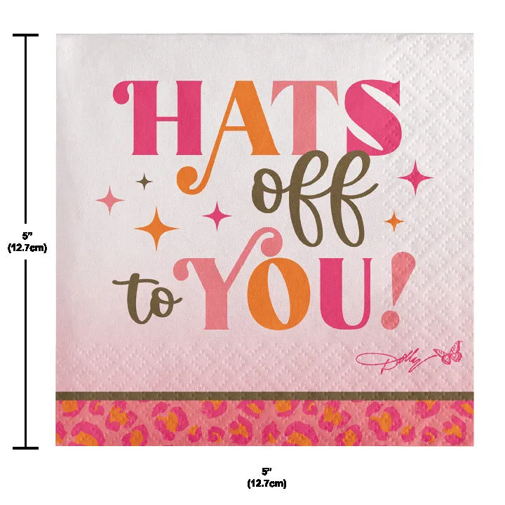 Bulk Dolly Parton I Beg Your Parton "Hats Off to You" Paper Beverage Napkins (Case of 192)