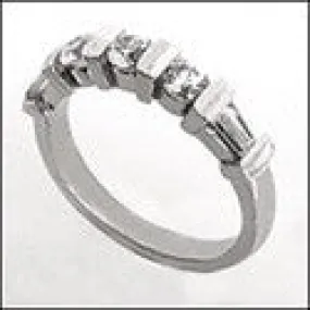 Cubic Zirconia  Baguette Round Channel Set Shank 14K W Gold Wedding Band