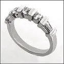 Cubic Zirconia  Baguette Round Channel Set Shank 14K W Gold Wedding Band