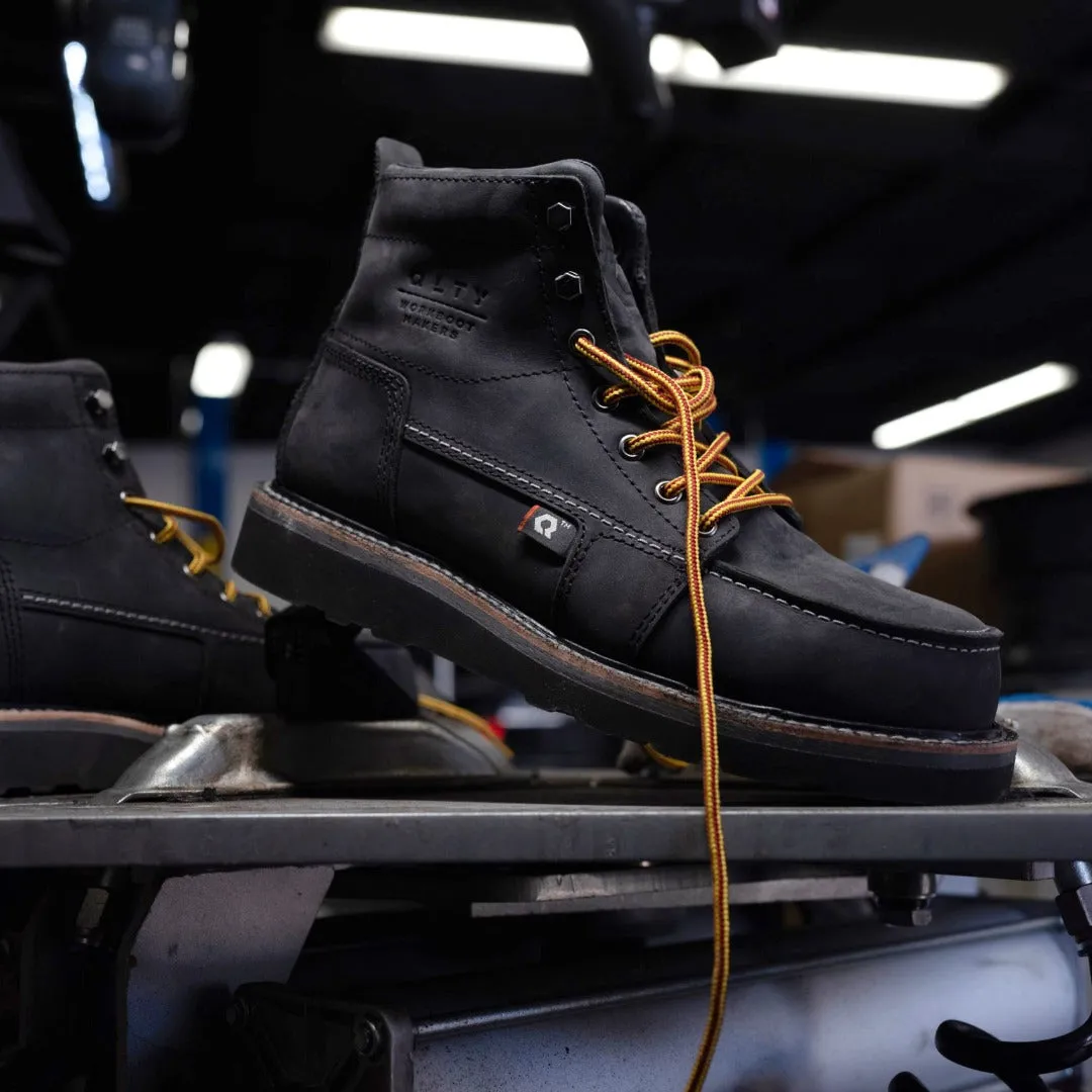 DNVR-ST 6" Moc Toe Boot : Jet (Steel Toe/Unlined)
