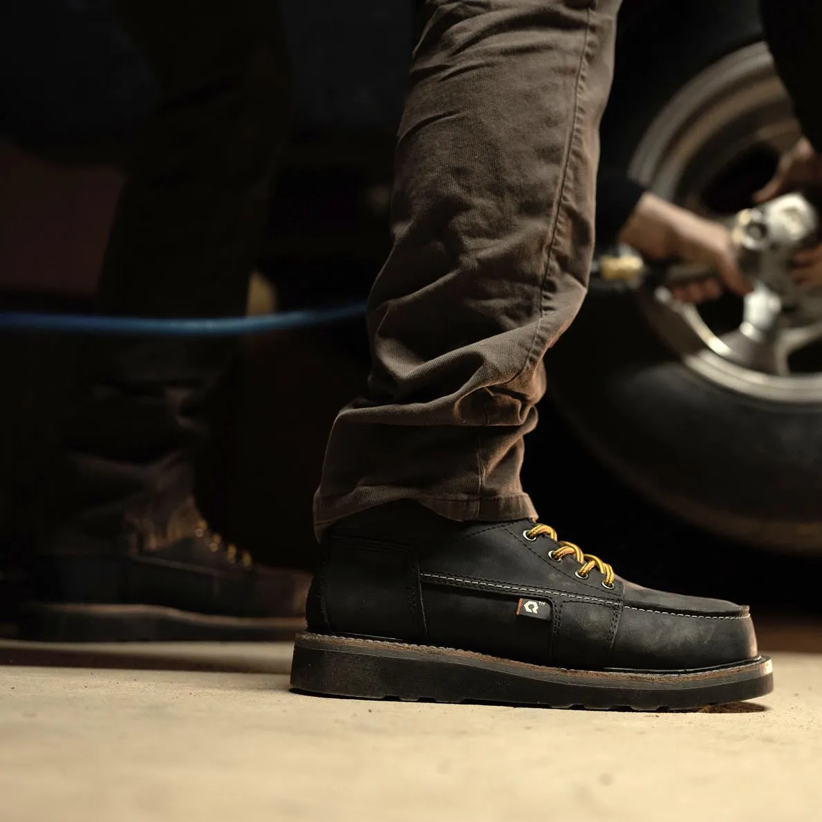 DNVR-ST 6" Moc Toe Boot : Jet (Steel Toe/Unlined)