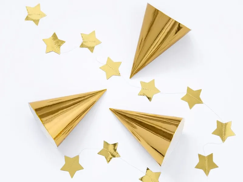 Gold Party Hats (Pack of 6)