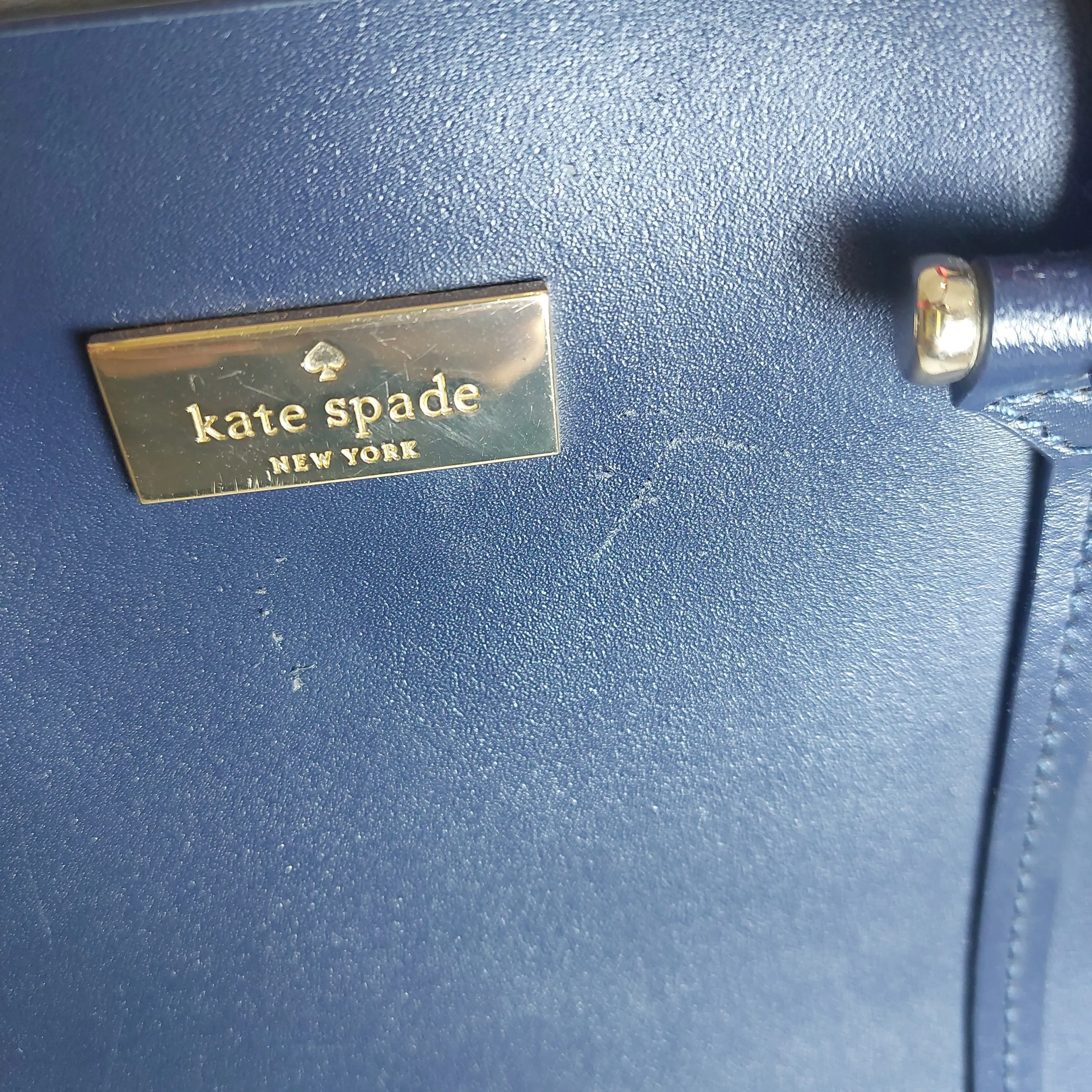 Kate Spade Navy Blue & Neon 'Arbour Hill Annelle' Leather Satchel | Pre Loved |