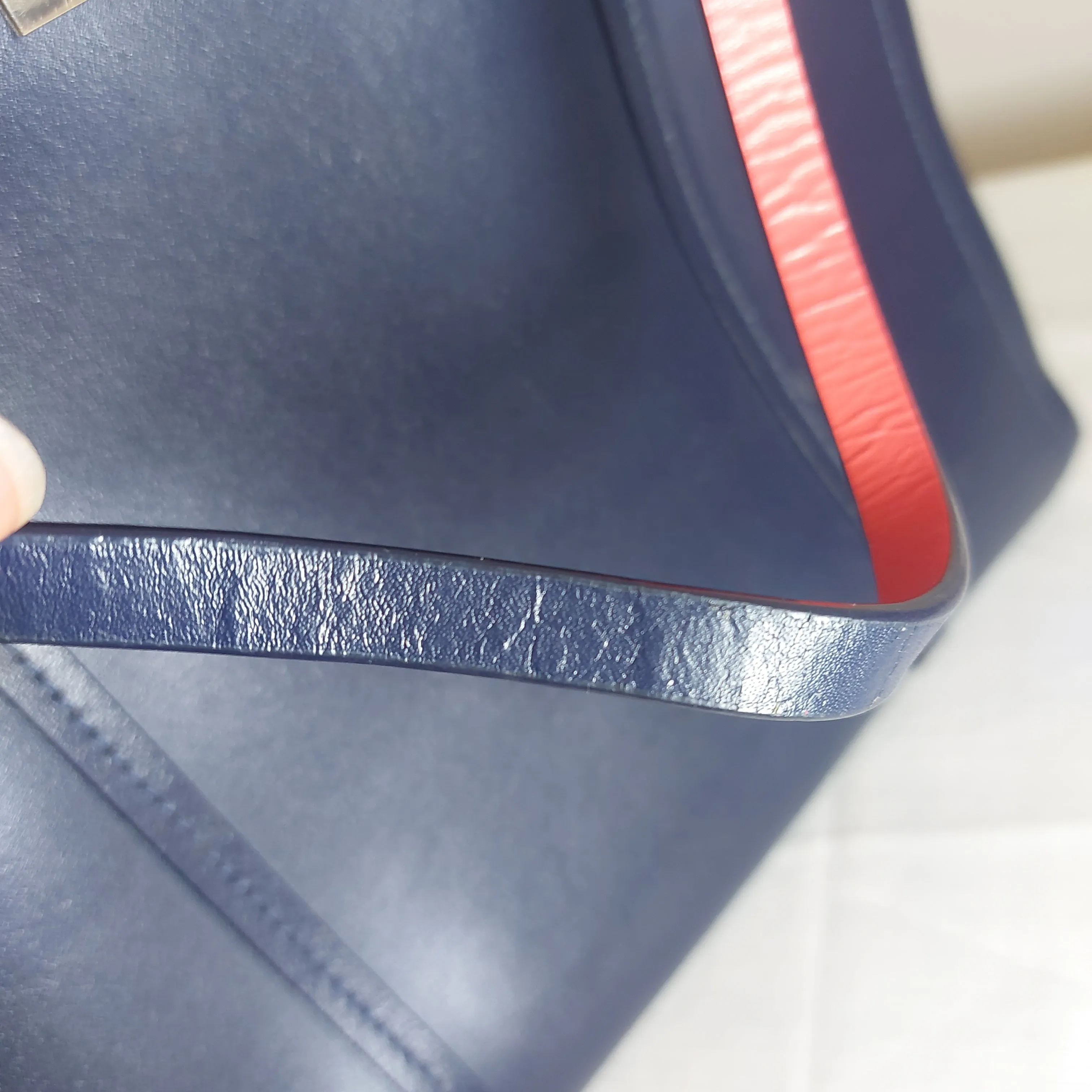 Kate Spade Navy Blue & Neon 'Arbour Hill Annelle' Leather Satchel | Pre Loved |