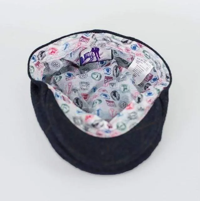 Kemson Navy Check Flat Cap
