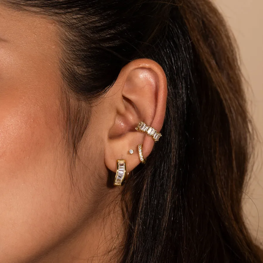 Pave Baguette 14K Gold Vermeil Earrings