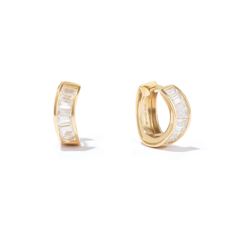Pave Baguette 14K Gold Vermeil Earrings