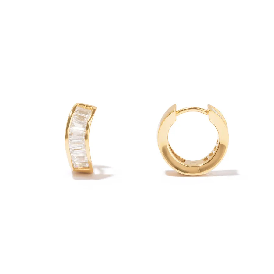 Pave Baguette 14K Gold Vermeil Earrings