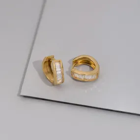 Pave Baguette 14K Gold Vermeil Earrings