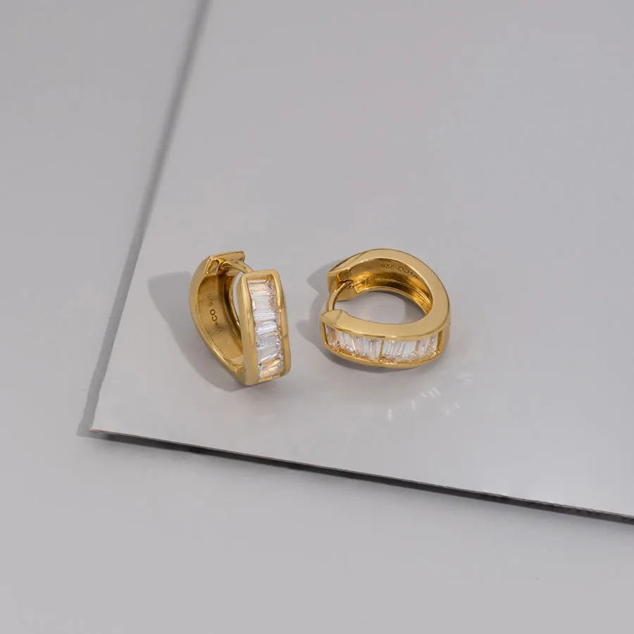 Pave Baguette 14K Gold Vermeil Earrings