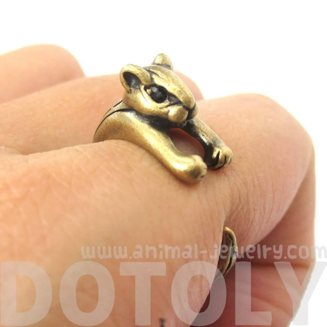 Squirrel Chipmunk Shaped Animal Wrap Around Ring in Brass | US Sizes 3 to 8.5