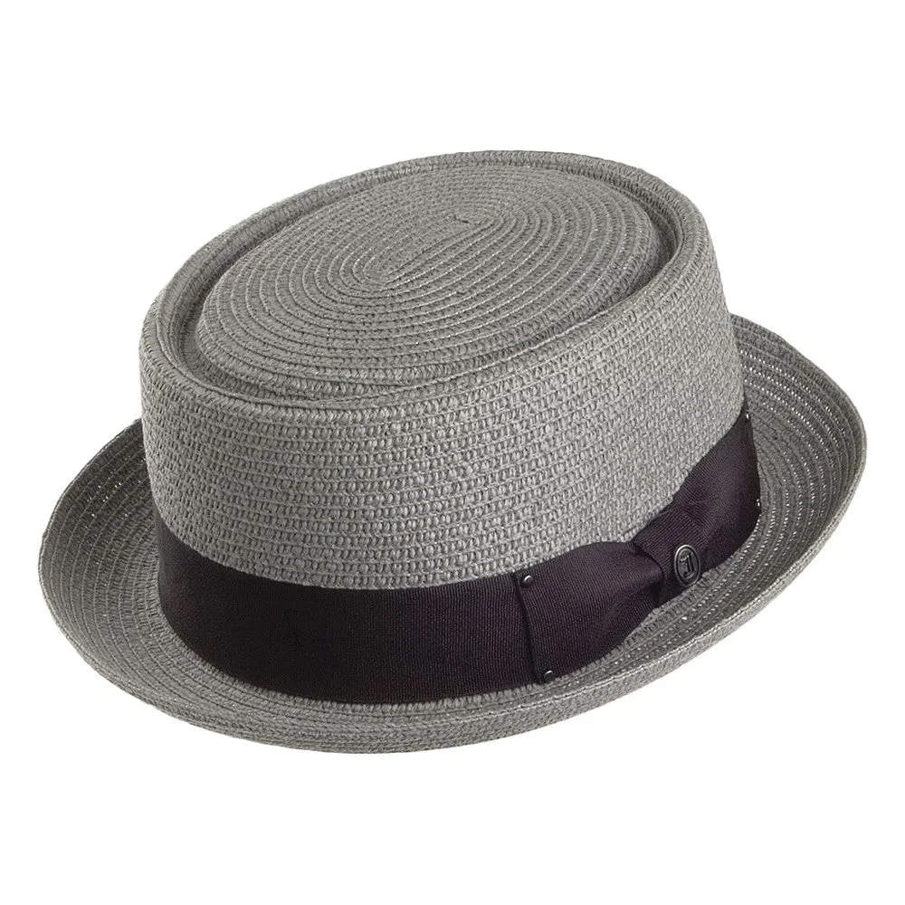 Toyo Braided Pork Pie Hat - Grey