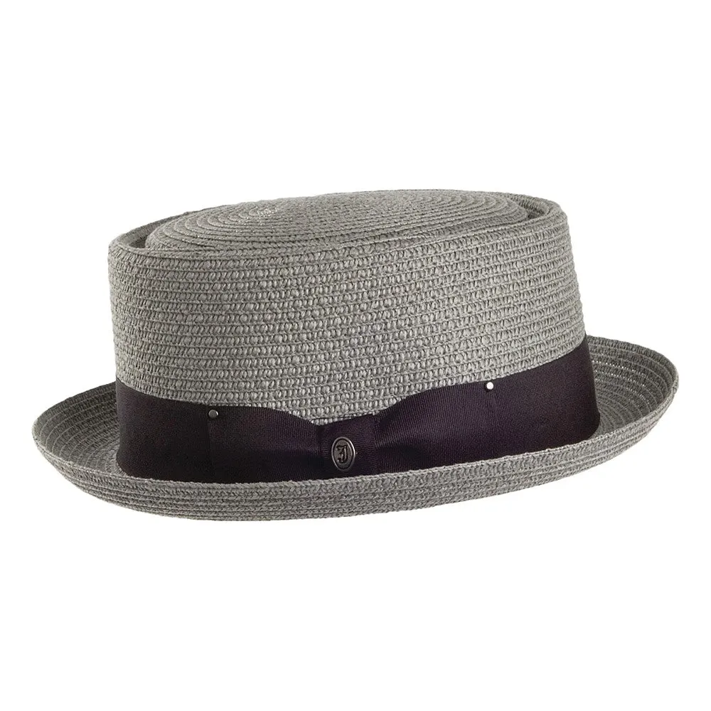 Toyo Braided Pork Pie Hat - Grey