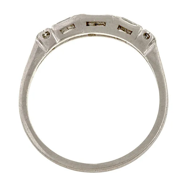 Vintage Baguette & Round Diamond Wedding Band, Platinum