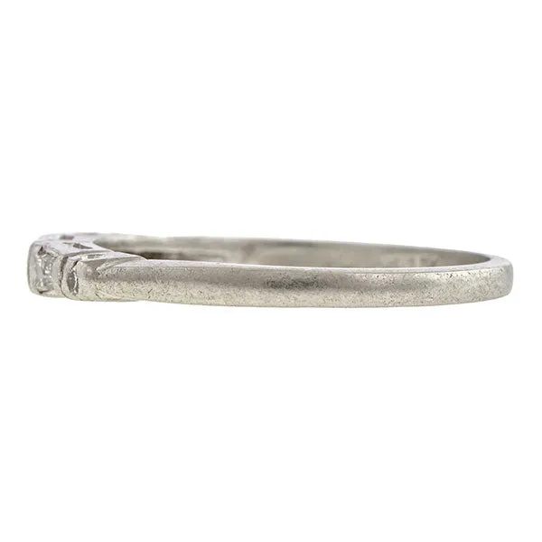 Vintage Baguette & Round Diamond Wedding Band, Platinum